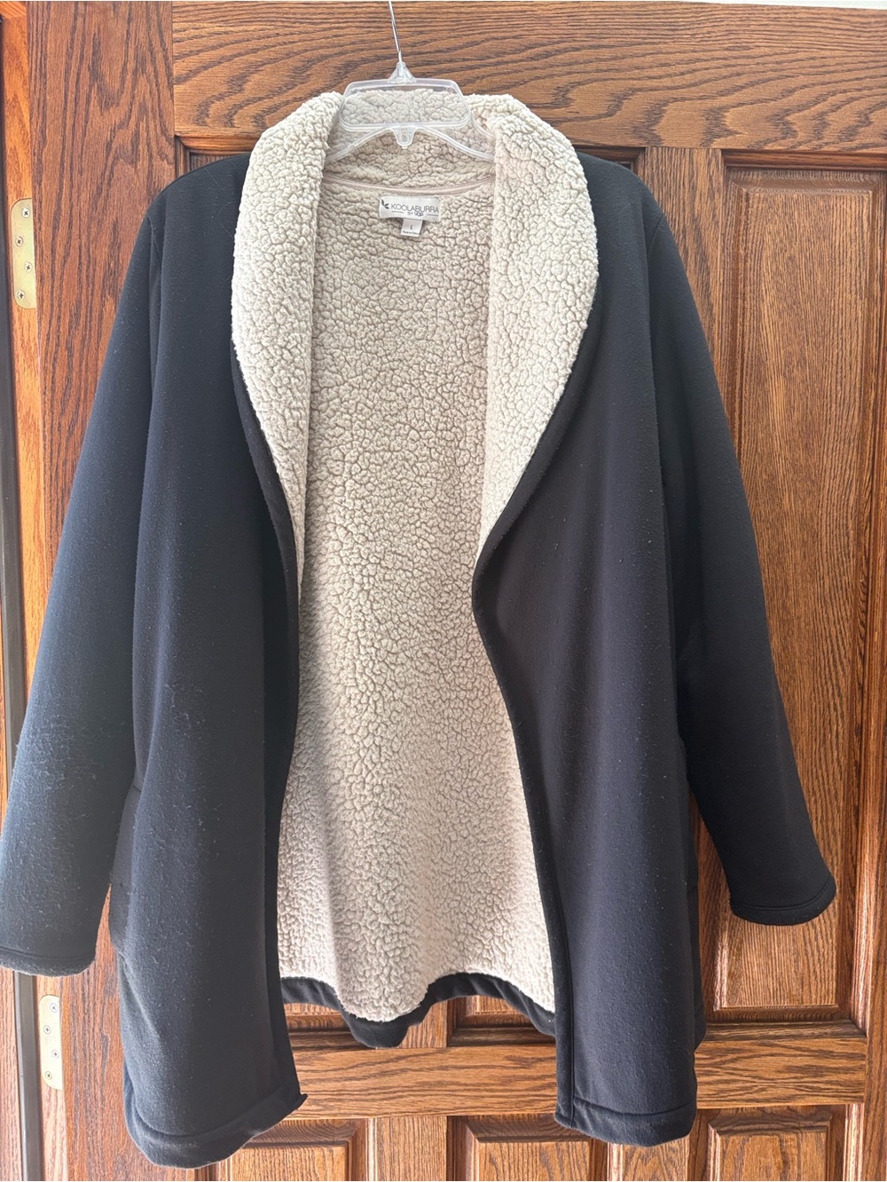 Koolaburra Black Coat with Cream Sherpa Lining